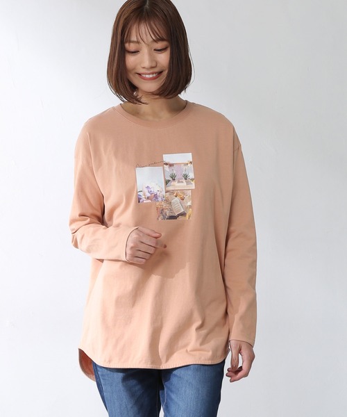 Honeys(ハニーズ)の「プリントチュニックT(チュニック・レディース・オフホワイト/モカ/ブルー系その他/スミクロ/コーラルピンク・LL/S/M/L)」の5枚目の写真