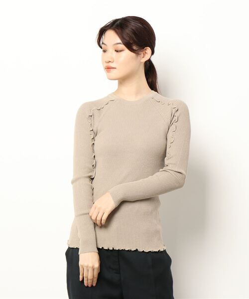 Q(キュー)の「メロウデザインニット(ニット/セーター・レディース・ブラック/ライトグリーン/グレイッシュベージュ/アイボリー・MEDIUM)」の10枚目の写真