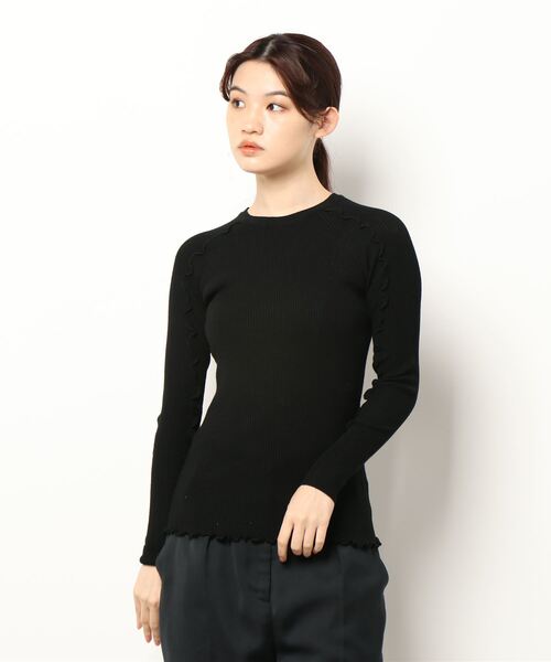 Q(キュー)の「メロウデザインニット(ニット/セーター・レディース・ブラック/ライトグリーン/グレイッシュベージュ/アイボリー・MEDIUM)」の11枚目の写真