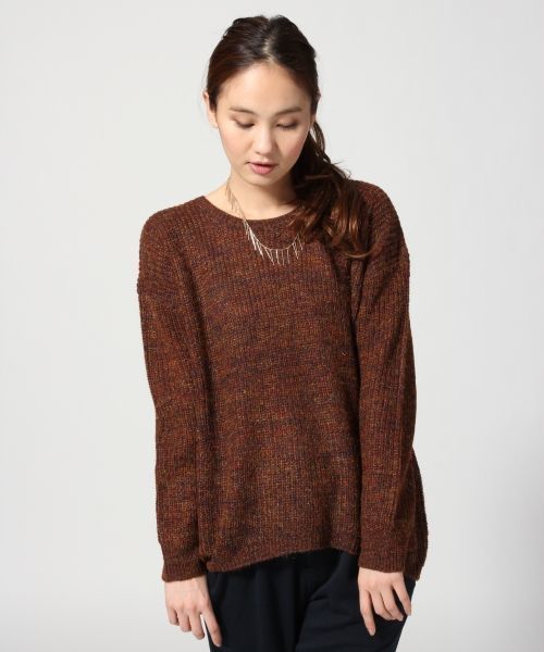 GLOBAL WORK(グローバルワーク)の「7ゲージモヘヤMIXアゼプルオーバー長袖/554468(ニット/セーター・レディース・ブラウン/ホワイト/グレー/ネイビー・SMALL/LARGE/MEDIUM)」の3枚目の写真