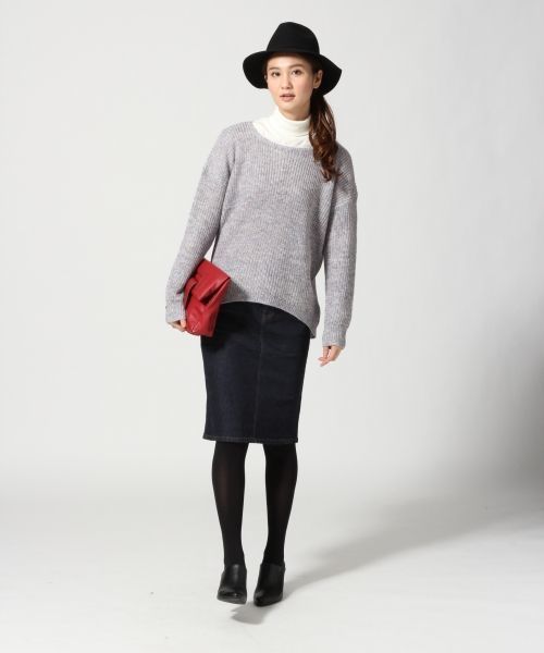 GLOBAL WORK(グローバルワーク)の「7ゲージモヘヤMIXアゼプルオーバー長袖/554468(ニット/セーター・レディース・ブラウン/ホワイト/グレー/ネイビー・SMALL/LARGE/MEDIUM)」の6枚目の写真