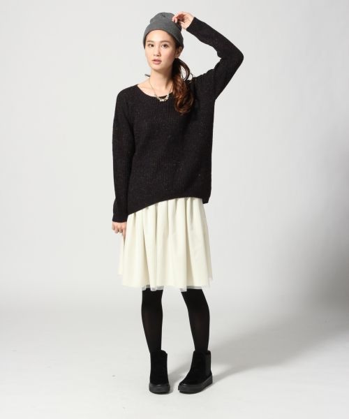 GLOBAL WORK(グローバルワーク)の「7ゲージモヘヤMIXアゼプルオーバー長袖/554468(ニット/セーター・レディース・ブラウン/ホワイト/グレー/ネイビー・SMALL/LARGE/MEDIUM)」の8枚目の写真