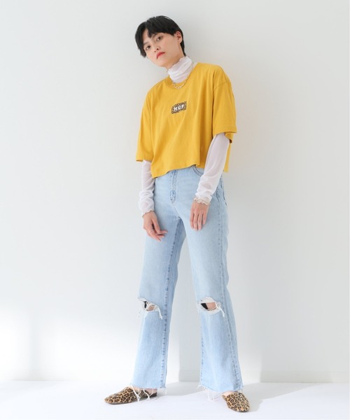 ROLLA'S（ローラス）の「【ROLLA’S/ローラス 】eastcoast クロップフレアパンツ（デニムパンツ・レディース・ブラック/ブルー系その他・SMALL/MEDIUM）」の6枚目の写真