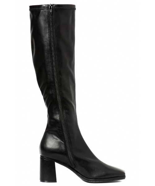 R&E（アールアンドイー）の「【R&E】センターシームスクエアトゥストレッチロングブーツ（ブーツ・レディース・ブラック/ブラック系その他/アイボリー・LL/S/M/L）」の4枚目の写真