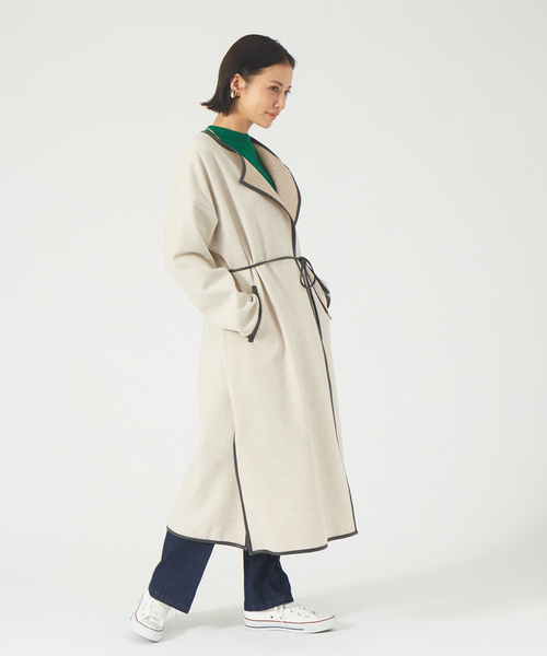 abahouse mavie（アバハウスマヴィ）の「ジャージーメルトンパイピングコート（その他アウター・レディース・ベージュ/モカ/アイボリー・フリー）」の6枚目の写真
