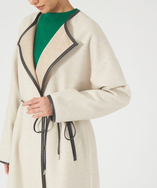 abahouse mavie（アバハウスマヴィ）の「ジャージーメルトンパイピングコート（その他アウター・レディース・ベージュ/モカ/アイボリー・フリー）」の9枚目の写真