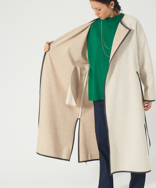 abahouse mavie（アバハウスマヴィ）の「ジャージーメルトンパイピングコート（その他アウター・レディース・ベージュ/モカ/アイボリー・フリー）」の10枚目の写真