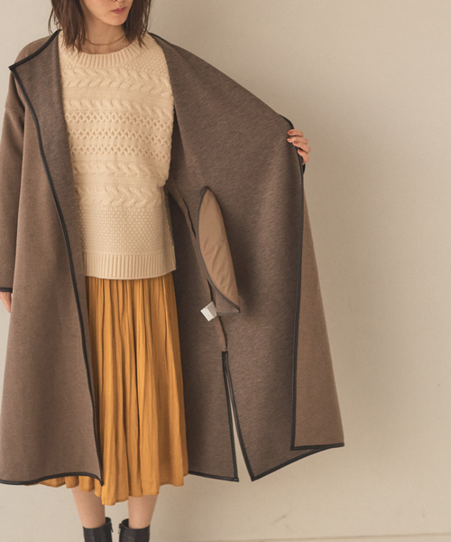 abahouse mavie（アバハウスマヴィ）の「ジャージーメルトンパイピングコート（その他アウター・レディース・ベージュ/モカ/アイボリー・フリー）」の21枚目の写真