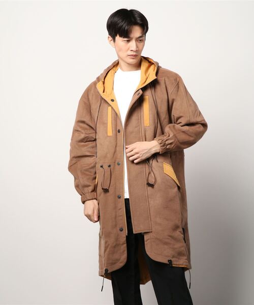 C DIEM（カルペディエム）の「C DIEM/カルペディエム/ウール・ナイロンREVERSIBLE MODS（ステンカラーコート・メンズ・キャメル/ブラック・SMALL/MEDIUM/LARGE）」の2枚目の写真
