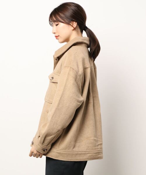 HONEYSUCKLE ROSE（ハニーサックルローズ）の「【HONEYSUCKLE ROSE】シャギーCPOジャケット（その他アウター・レディース・ベージュ/ブラウン/オフホワイト/グレー×サックスブルー・M/L）」の6枚目の写真