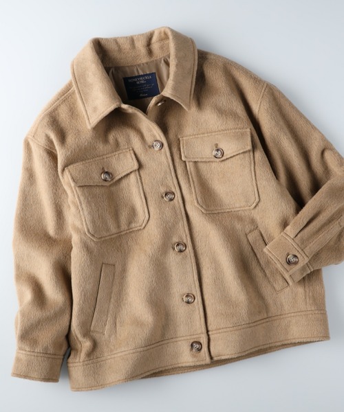 HONEYSUCKLE ROSE（ハニーサックルローズ）の「【HONEYSUCKLE ROSE】シャギーCPOジャケット（その他アウター・レディース・ベージュ/ブラウン/オフホワイト/グレー×サックスブルー・M/L）」の13枚目の写真