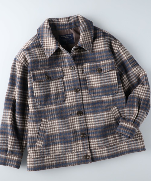 HONEYSUCKLE ROSE（ハニーサックルローズ）の「【HONEYSUCKLE ROSE】シャギーCPOジャケット（その他アウター・レディース・ベージュ/ブラウン/オフホワイト/グレー×サックスブルー・M/L）」の9枚目の写真