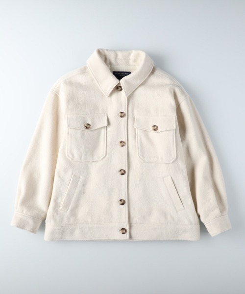 HONEYSUCKLE ROSE（ハニーサックルローズ）の「【HONEYSUCKLE ROSE】シャギーCPOジャケット（その他アウター・レディース・ベージュ/ブラウン/オフホワイト/グレー×サックスブルー・M/L）」の14枚目の写真