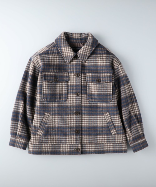 HONEYSUCKLE ROSE（ハニーサックルローズ）の「【HONEYSUCKLE ROSE】シャギーCPOジャケット（その他アウター・レディース・ベージュ/ブラウン/オフホワイト/グレー×サックスブルー・M/L）」の15枚目の写真