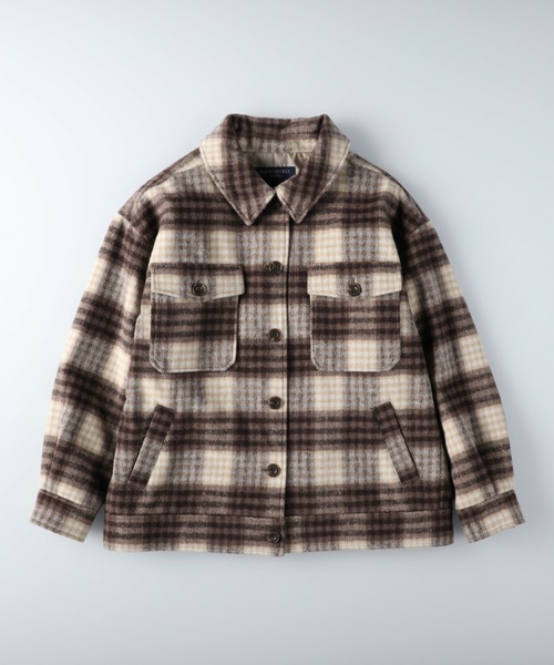 HONEYSUCKLE ROSE（ハニーサックルローズ）の「【HONEYSUCKLE ROSE】シャギーCPOジャケット（その他アウター・レディース・ベージュ/ブラウン/オフホワイト/グレー×サックスブルー・M/L）」の16枚目の写真