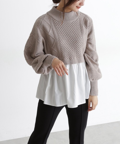 FREE'S MART(フリーズマート)の「◆レイヤード風ドッキングタートルニット(ニット/セーター・レディース・ブラック/ベージュ/ホワイト・FREE)」の3枚目の写真