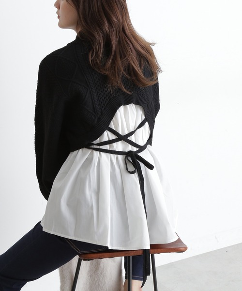 FREE'S MART(フリーズマート)の「◆レイヤード風ドッキングタートルニット(ニット/セーター・レディース・ブラック/ベージュ/ホワイト・FREE)」の2枚目の写真