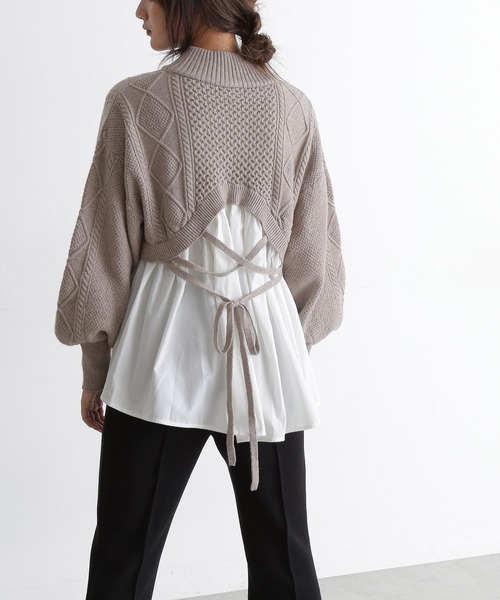 FREE'S MART(フリーズマート)の「◆レイヤード風ドッキングタートルニット(ニット/セーター・レディース・ブラック/ベージュ/ホワイト・FREE)」の8枚目の写真