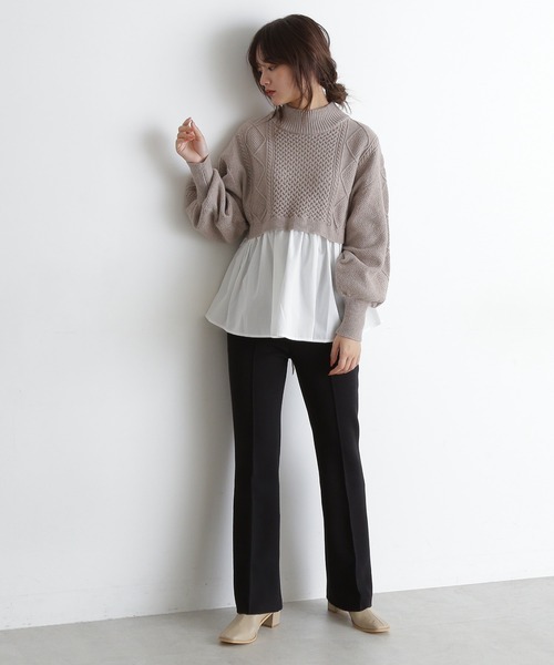 FREE'S MART(フリーズマート)の「◆レイヤード風ドッキングタートルニット(ニット/セーター・レディース・ブラック/ベージュ/ホワイト・FREE)」の9枚目の写真