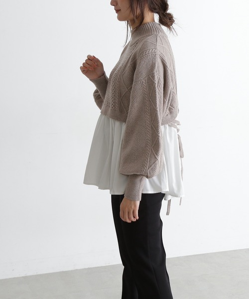 FREE'S MART(フリーズマート)の「◆レイヤード風ドッキングタートルニット(ニット/セーター・レディース・ブラック/ベージュ/ホワイト・FREE)」の6枚目の写真