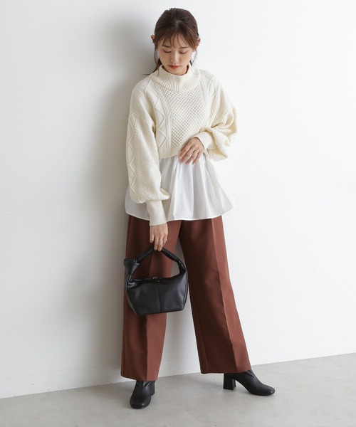 FREE'S MART(フリーズマート)の「◆レイヤード風ドッキングタートルニット(ニット/セーター・レディース・ブラック/ベージュ/ホワイト・FREE)」の7枚目の写真