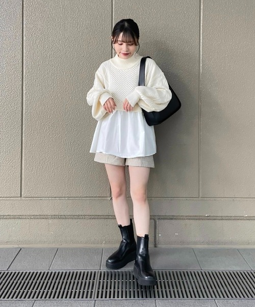 FREE'S MART(フリーズマート)の「◆レイヤード風ドッキングタートルニット(ニット/セーター・レディース・ブラック/ベージュ/ホワイト・FREE)」の10枚目の写真