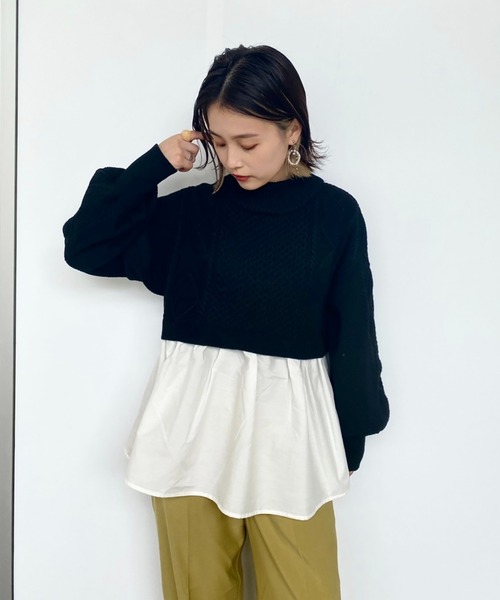 FREE'S MART(フリーズマート)の「◆レイヤード風ドッキングタートルニット(ニット/セーター・レディース・ブラック/ベージュ/ホワイト・FREE)」の12枚目の写真