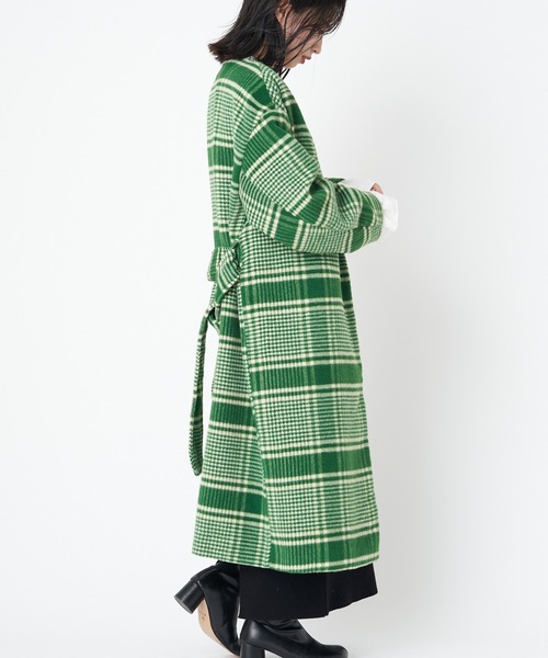 CIAOPANIC（チャオパニック）の「チェックロングガウンノーカラーコート（ノーカラーコート・レディース・ブラック/グリーン・FREE）」の15枚目の写真