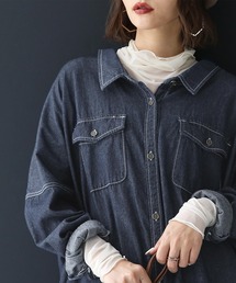 n'OrLABEL（ノアールレーベル）の「タートルネックシアー切替カットソー（Tシャツ/カットソー）」