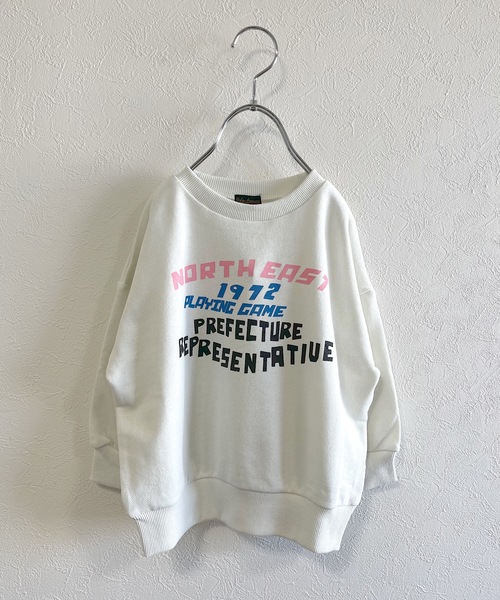 Life Support Products（ライフサポートプロダクツ）の「ロゴプリント裏毛ワイドトレーナー (80～150cm）（スウェット・キッズ・ブラック/ホワイト/ベージュ/グリーン/レッド/パープル/チャコール/マスタード/ブルー・80/90/95/100/110/120/130/140/150）」の2枚目の写真