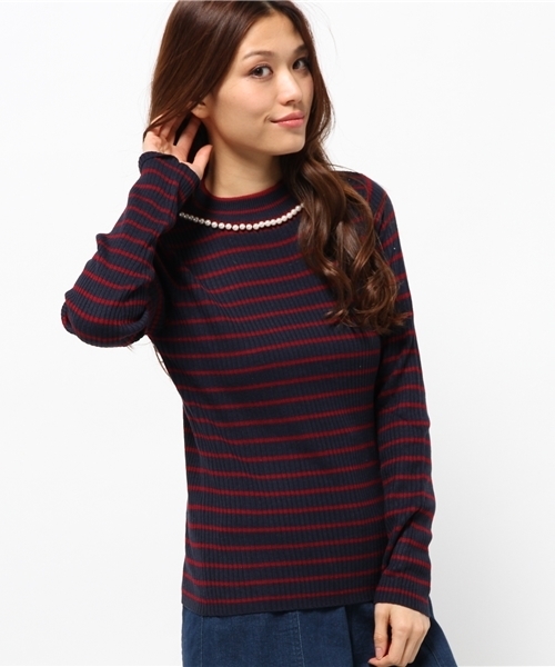 natural couture(ナチュラルクチュール)の「【natural couture NICE CLAUP】リブハイネックパールプルオーバーニット(ニット/セーター・レディース・オフホワイト/ボルドー/グリーン/ブラック/その他12/その他・FREE)」の6枚目の写真