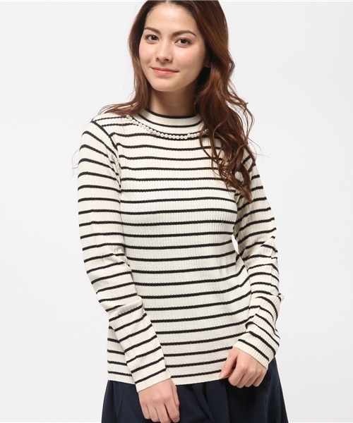 natural couture(ナチュラルクチュール)の「【natural couture NICE CLAUP】リブハイネックパールプルオーバーニット(ニット/セーター・レディース・オフホワイト/ボルドー/グリーン/ブラック/その他12/その他・FREE)」の1枚目の写真