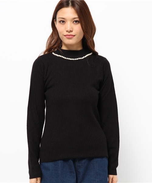 natural couture(ナチュラルクチュール)の「【natural couture NICE CLAUP】リブハイネックパールプルオーバーニット(ニット/セーター・レディース・オフホワイト/ボルドー/グリーン/ブラック/その他12/その他・FREE)」の7枚目の写真