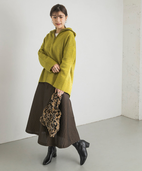 URBAN RESEARCH（アーバンリサーチ）の「キルトジャガードフレアスカート（スカート・レディース・ブラック/ブラウン・38/36）」の4枚目の写真