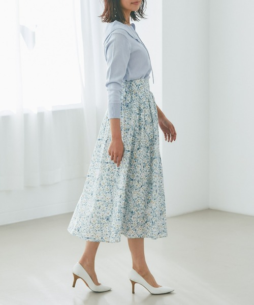 &. NOSTALGIA（アンドドットノスタルジア）の「スプリングフラワープリントスカート（スカート・レディース・ホワイト系その他/パープル系その他・FREE）」の4枚目の写真