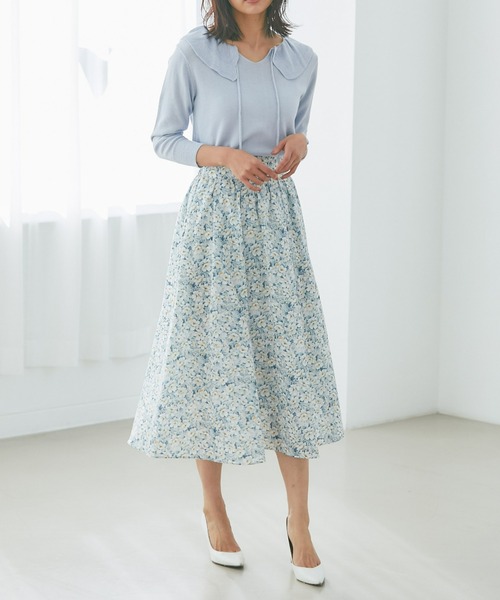 &. NOSTALGIA（アンドドットノスタルジア）の「スプリングフラワープリントスカート（スカート・レディース・ホワイト系その他/パープル系その他・FREE）」の6枚目の写真