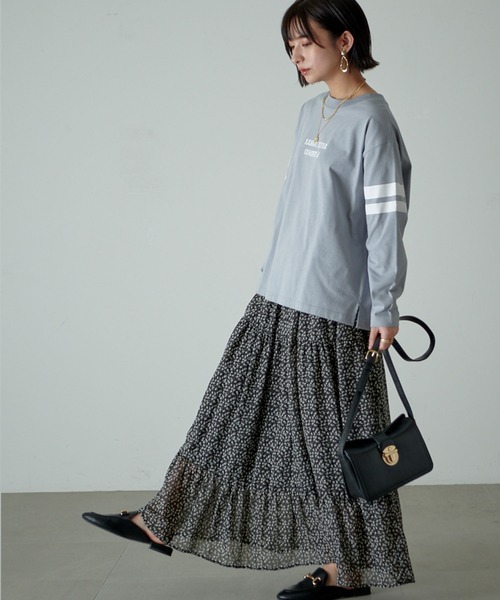KANGOL EXTRA COMFORT(カンゴールエクストラコンフォート)の「【KANGOL EXTRA COMFORT(カンゴール エクストラコンフォート)】配色袖ラインロゴプリント クルーネックロンT(Tシャツ/カットソー・レディース・ベージュ/ネイビー/ブルーグレー/モカ・LL/M/L)」の5枚目の写真