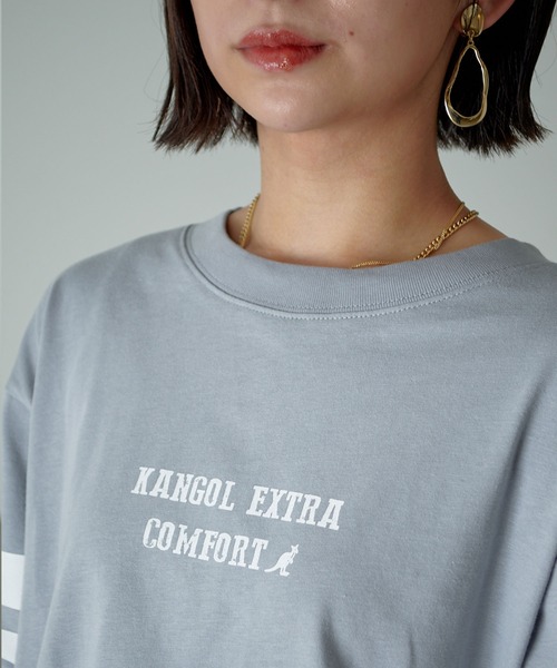 KANGOL EXTRA COMFORT(カンゴールエクストラコンフォート)の「【KANGOL EXTRA COMFORT(カンゴール エクストラコンフォート)】配色袖ラインロゴプリント クルーネックロンT(Tシャツ/カットソー・レディース・ベージュ/ネイビー/ブルーグレー/モカ・LL/M/L)」の11枚目の写真