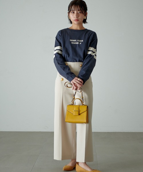 KANGOL EXTRA COMFORT(カンゴールエクストラコンフォート)の「【KANGOL EXTRA COMFORT(カンゴール エクストラコンフォート)】配色袖ラインロゴプリント クルーネックロンT(Tシャツ/カットソー・レディース・ベージュ/ネイビー/ブルーグレー/モカ・LL/M/L)」の15枚目の写真