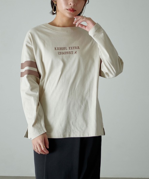 KANGOL EXTRA COMFORT(カンゴールエクストラコンフォート)の「【KANGOL EXTRA COMFORT(カンゴール エクストラコンフォート)】配色袖ラインロゴプリント クルーネックロンT(Tシャツ/カットソー・レディース・ベージュ/ネイビー/ブルーグレー/モカ・LL/M/L)」の22枚目の写真