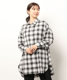 earth music&ecology | オンブレーチェックシャツチュニック＊(Tシャツ/カットソー)