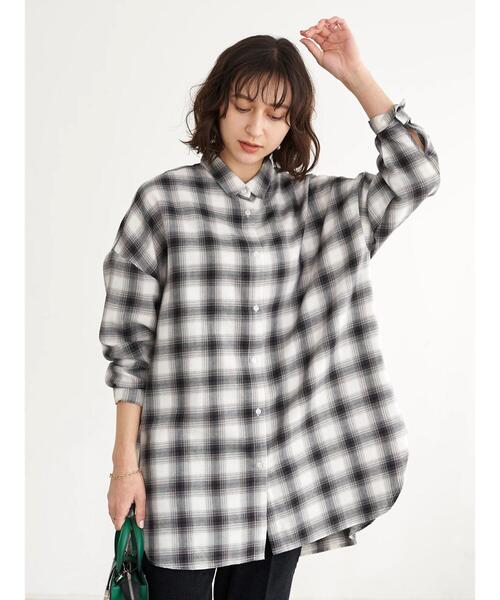 earth music&ecology(アースミュージックアンドエコロジー)の「オンブレーチェックシャツチュニック*(Tシャツ/カットソー・レディース・ホワイト系その他7/ブラウン系その他4・FREE)」の10枚目の写真