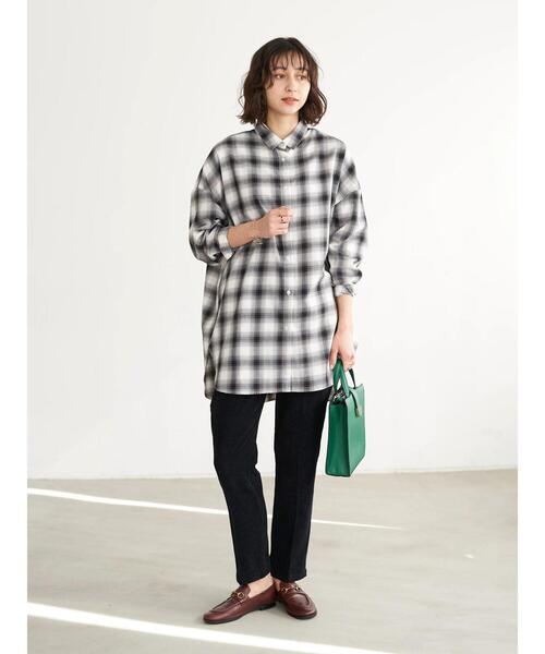 earth music&ecology(アースミュージックアンドエコロジー)の「オンブレーチェックシャツチュニック*(Tシャツ/カットソー・レディース・ホワイト系その他7/ブラウン系その他4・FREE)」の13枚目の写真
