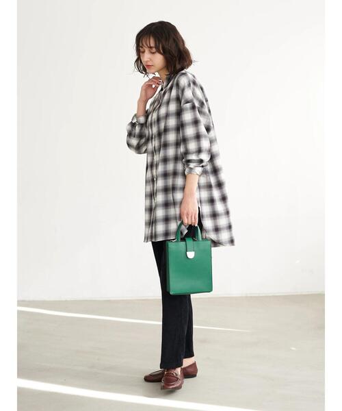 earth music&ecology(アースミュージックアンドエコロジー)の「オンブレーチェックシャツチュニック*(Tシャツ/カットソー・レディース・ホワイト系その他7/ブラウン系その他4・FREE)」の14枚目の写真