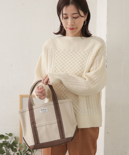 URBAN RESEARCH DOORS（アーバンリサーチドアーズ）の「アラン柄切替ニットプルオーバー（ニット/セーター・レディース・ネイビー/レッド/アイボリー・ONE）」の7枚目の写真