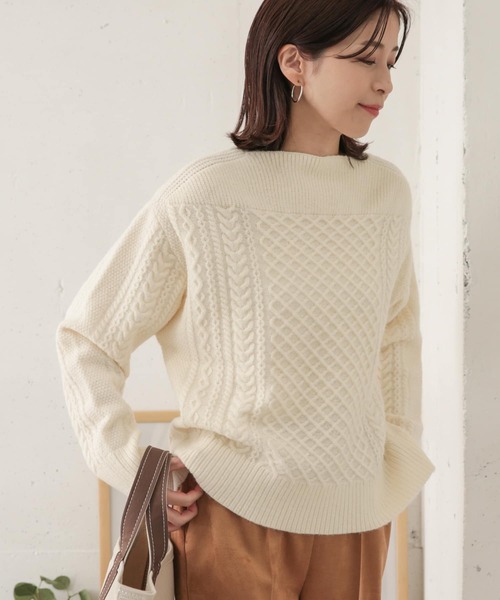 URBAN RESEARCH DOORS（アーバンリサーチドアーズ）の「アラン柄切替ニットプルオーバー（ニット/セーター・レディース・ネイビー/レッド/アイボリー・ONE）」の10枚目の写真