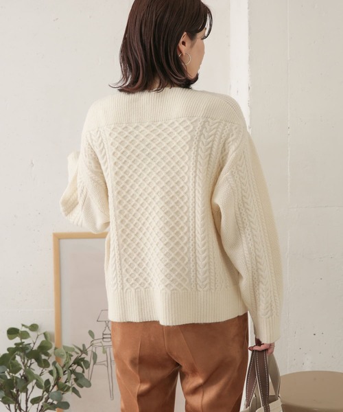 URBAN RESEARCH DOORS（アーバンリサーチドアーズ）の「アラン柄切替ニットプルオーバー（ニット/セーター・レディース・ネイビー/レッド/アイボリー・ONE）」の11枚目の写真