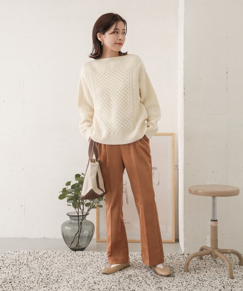 URBAN RESEARCH DOORS（アーバンリサーチドアーズ）の「アラン柄切替ニットプルオーバー（ニット/セーター・レディース・ネイビー/レッド/アイボリー・ONE）」の15枚目の写真