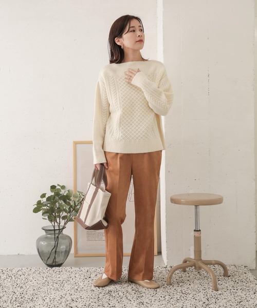 URBAN RESEARCH DOORS（アーバンリサーチドアーズ）の「アラン柄切替ニットプルオーバー（ニット/セーター・レディース・ネイビー/レッド/アイボリー・ONE）」の16枚目の写真