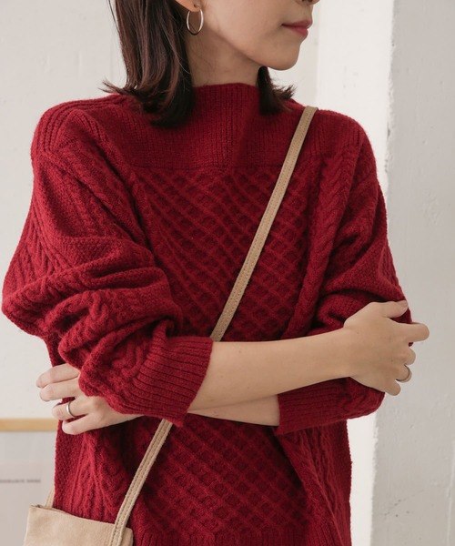 URBAN RESEARCH DOORS（アーバンリサーチドアーズ）の「アラン柄切替ニットプルオーバー（ニット/セーター・レディース・ネイビー/レッド/アイボリー・ONE）」の18枚目の写真